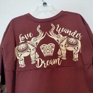 RUE 21 Fleece Top; Long Sleeves; Middle Eastern Design; LOVE WANDER DREAM Size M